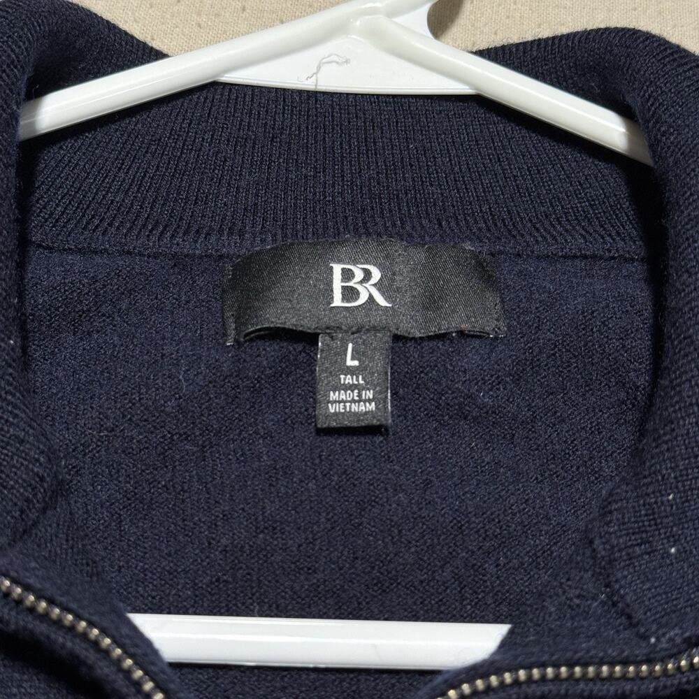 Banana Republic Sweater Mens L Tall Blue 100% Merino Wool 1/4 Zip Preppy - Picture 4 of 9